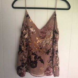 Floral V-neck burnout tank